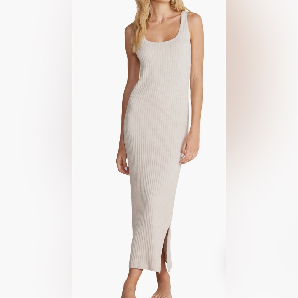 NWT Barefoot Dreams CozyChic® Ultra Lite® Rib Square Neck Midi Dress-XL (Bisque)